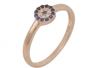 Δαχτυλίδι Από Ασήμι 925 Ροζ Επιχρυσωμένο Ματάκι SS38954 - AMOR AMOR - 