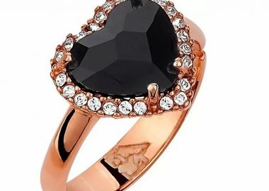 Δαχτυλίδι Από Ασήμι 925 Ροζ Επιχρυσωμένο Με Καρδιά Swarovski EX39606 - AMOR AMOR - 