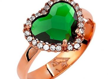 Δαχτυλίδι Από Ασήμι 925 Ροζ Επιχρυσωμένο Με Καρδιά Swarovski EX39612 - AMOR AMOR - 