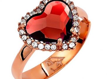 Δαχτυλίδι Από Ασήμι 925 Ροζ Επιχρυσωμένο Με Καρδιά Swarovski EX39618 - AMOR AMOR - 