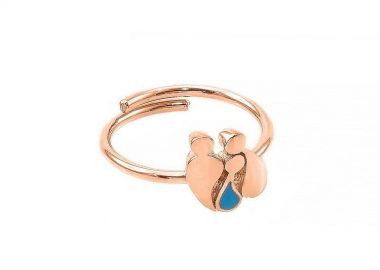 Δαχτυλίδι Από Ασήμι 925 Ροζ Επιχρυσωμένο Με Οικογένεια, Μητέρα, Πατέρα Και Γιό EX39278 - AMOR AMOR - 