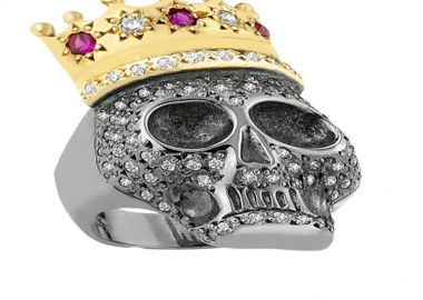 Δαχτυλίδι από ασήμι με νεκροκεφαλή από πέτρες ζιργκόν -  - 