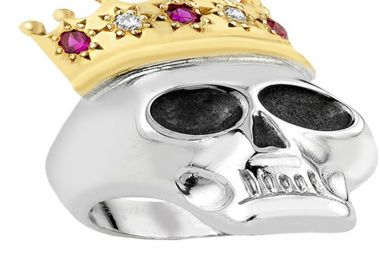 Δαχτυλίδι από ασήμι με νεκροκεφαλή από πέτρες ζιργκόν -  - 