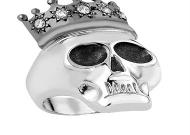 Δαχτυλίδι από ασήμι με νεκροκεφαλή από πέτρες ζιργκόν -  - 