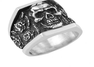 Δαχτυλίδι από ασήμι με νεκροκεφαλή από πέτρες ζιργκόν -  - 