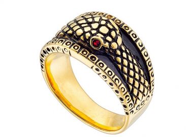 Δαχτυλίδι Από Ατσάλι Επιχρυσωμένο Με Φίδι AS30890 - AMOR AMOR - 