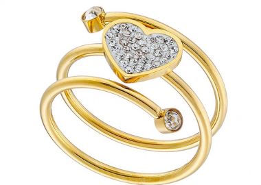 Δαχτυλίδι Από Ατσάλι Επιχρυσωμένο Με Καρδιά AS30875 - AMOR AMOR - 