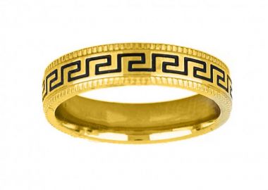 Δαχτυλίδι Από Ατσάλι Επιχρυσωμένο Με Μαίανδρο TU30963 - AMOR AMOR - 