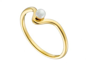 Δαχτυλίδι από Ατσάλι Επιχρυσωμένο Με Μαργαριτάρι AS36033 - AMOR AMOR - 