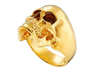 Δαχτυλίδι Από Ατσάλι Επιχρυσωμένο Με Νεκροκεφαλή AS31021 - AMOR AMOR - 