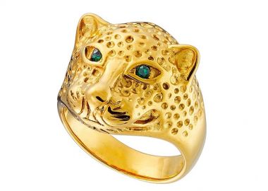 Δαχτυλίδι Από Ατσάλι Επιχρυσωμένο Με Πάνθηρα AS31011 - AMOR AMOR - 