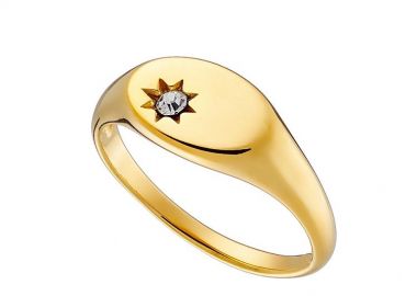 Δαχτυλίδι Από Ατσάλι Επιχρυσωμένο Με Ζιργκόν AS31029 - AMOR AMOR - 