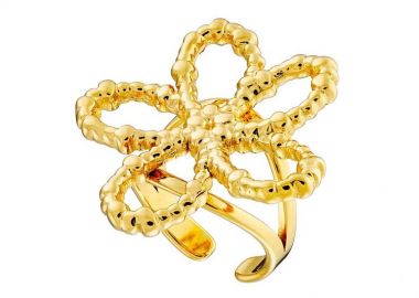 Δαχτυλίδι Από Ατσάλι Λουλούδι Επιχρυσωμένο AS37546 - AMOR AMOR - 