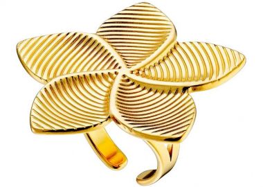 Δαχτυλίδι Από Ατσάλι Λουλούδι Επιχρυσωμένο AS37548 - AMOR AMOR - 