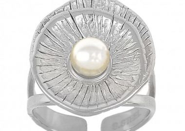 Δαχτυλίδι Από Ατσάλι Μαργαριτάρι TU30978 - AMOR AMOR - 