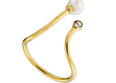 Δαχτυλίδι από Ατσάλι Με Μαργαριτάρι Επιχρυσωμένο AS36041 - AMOR AMOR - 