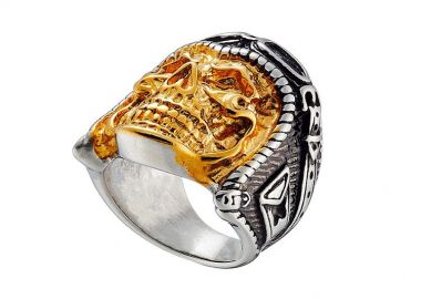 Δαχτυλίδι Από Ατσάλι Με Νεκροκεφαλή AS31027 - AMOR AMOR - 