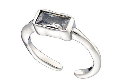 Δαχτυλίδι Από Ατσάλι Με Swarovski Διάφανο AS37487 - AMOR AMOR - 