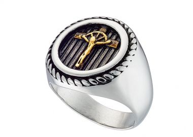 Δαχτυλίδι Από Ατσάλι Με Τον Εσταυρωμένο AS31024 - AMOR AMOR - 