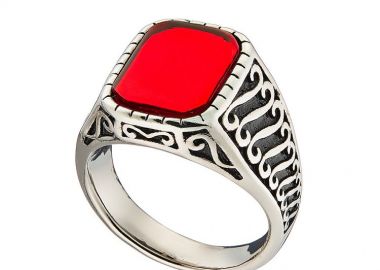 Δαχτυλίδι Από Ατσάλι Με Ζιργκόν Κόκκινο AS37495 - AMOR AMOR - 