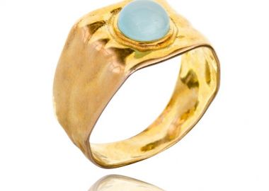 Δαχτυλίδι από επιχρυσωμένο ασήμι 925 χειροποίητο με πέτρα αχάτη -  - 