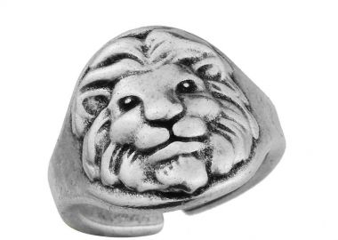 Δαχτυλίδι Από Ορείχαλκο Επαργυρωμένο Με Λιοντάρι PF38596 - AMOR AMOR - 