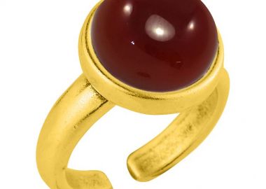 Δαχτυλίδι Από Ορείχαλκο Επιχρυσωμένο 24Κ Με Ημιπολύτιμο Λίθο Καρνεόλη AA38855 - AMOR AMOR - 