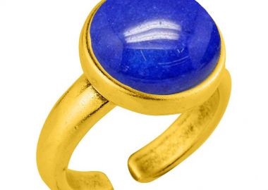 Δαχτυλίδι Από Ορείχαλκο Επιχρυσωμένο 24Κ Με Ημιπολύτιμο Λίθο Λάπις AA38843 - AMOR AMOR - 