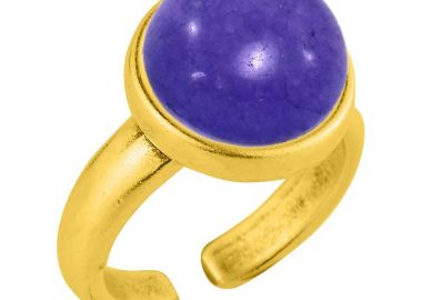 Δαχτυλίδι Από Ορείχαλκο Επιχρυσωμένο 24Κ Με Ημιπολύτιμο Λίθο Νεφρίτη AA38849 - AMOR AMOR - 