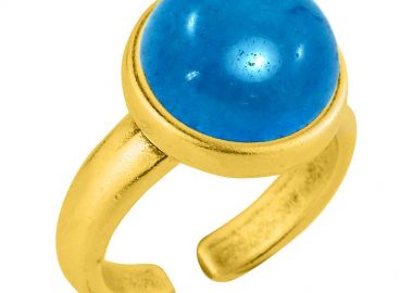 Δαχτυλίδι Από Ορείχαλκο Επιχρυσωμένο 24Κ Με Ημιπολύτιμο Λίθο Νεφρίτη AA38851 - AMOR AMOR - 