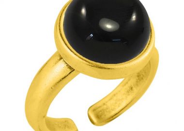 Δαχτυλίδι Από Ορείχαλκο Επιχρυσωμένο 24Κ Με Ημιπολύτιμο Λίθο Όνυχα AA38853 - AMOR AMOR - 