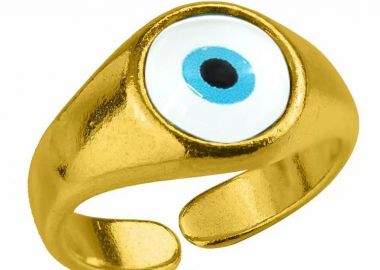 Δαχτυλίδι Από Ορείχαλκο Επιχρυσωμένο 24K Με Ματάκι AA34484 - AMOR AMOR - 