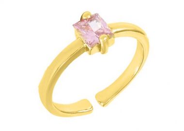 Δαχτυλίδι Από Ορείχαλκο Επιχρυσωμένο 24K Μονόπετρο NI37377 - AMOR AMOR - 