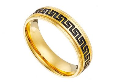 Δαχτυλίδι Βέρα Από Ατσάλι Επιχρυσωμένο Με Μαίανδρο AS31059 - AMOR AMOR - 