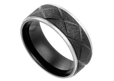 Δαχτυλίδι Βέρα Από Ατσάλι Μαύρη AS31042 - AMOR AMOR - 