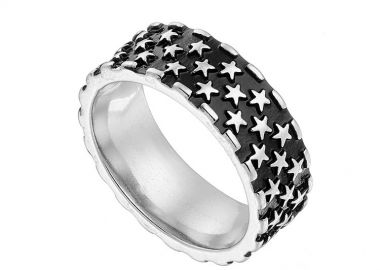 Δαχτυλίδι Βέρα Από Ατσάλι Με Αστέρια AS31040 - AMOR AMOR - 