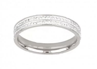 Δαχτυλίδι Βέρα Από Ατσάλι Με Κρύσταλλα TU30946 - AMOR AMOR - 