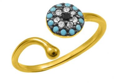 Δαχτυλίδι Chevalier Από Ασήμι 925 Επιχρυσωμένο Με Ματάκι EX39246 - AMOR AMOR - 