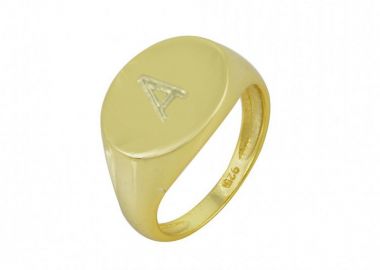 Δαχτυλίδι Chevalier Από Ασήμι 925 Επιχρυσωμένο Με Μονόγραμμα Οβάλ SS38879 - AMOR AMOR - 