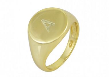 Δαχτυλίδι Chevalier Από Ασήμι 925 Επιχρυσωμένο Στρογγυλό Με Μονόγραμμα SS38875 - AMOR AMOR - 