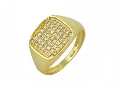 Δαχτυλίδι Chevalier Από Ασήμι 925 Επιχρυσωμένο Τετράγωνο SS38893 - AMOR AMOR - 