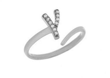 Δαχτυλίδι Chevalier Από Ασήμι 925 Επιπλατινωμένο Με Μονόγραμμα Γ PS30614 - AMOR AMOR - 