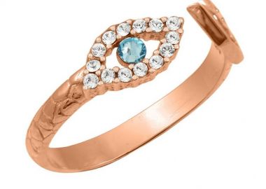 Δαχτυλίδι Chevalier Από Ασήμι 925 Ροζ Επιχρυσωμένο Με Ματάκι EX39241 - AMOR AMOR - 