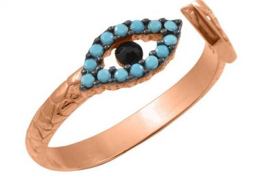 Δαχτυλίδι Chevalier Από Ασήμι 925 Ροζ Επιχρυσωμένο Με Ματάκι EX39244 - AMOR AMOR - 