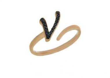 Δαχτυλίδι Chevalier Από Ασήμι 925 Ροζ Επιχρυσωμένο Με Μονόγραμμα ν PS30679 - AMOR AMOR - 