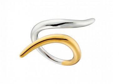 Δαχτυλίδι Δίχρωμο Από Ατσάλι Επιχρυσωμένο AS37566 - AMOR AMOR - 