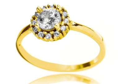 Δαχτυλίδι γυναικείο Paraxenies ροζέτα από επιχρυσωμένο ασήμι 925 με καρφωμένες πέτρες ζιργκόν PAR0013 -  - 