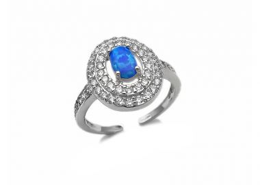 Δαχτυλίδι με μπλε Οπάλ πέτρα ασημένιο DA104 - Asimenio - 