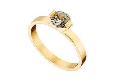 Δαχτυλίδι Μονόπετρο Από Ανοξείδωτο Ατσάλι Επιχρυσωμένο AS38696 - AMOR AMOR - 