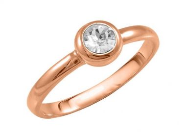 Δαχτυλίδι Μονόπετρο Από Ασήμι 925 Ροζ Επιχρυσωμένο Με Swarovski EX39633 - AMOR AMOR - 